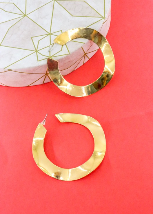 Gold Disk Hoop Earrings