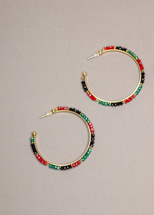 Multicolor Gold Half Open Hoop Earrings