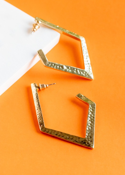 Gold Open Square Hoop Earrings