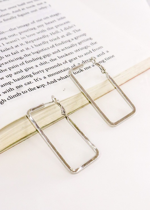 Silver Square Hoop Earrings