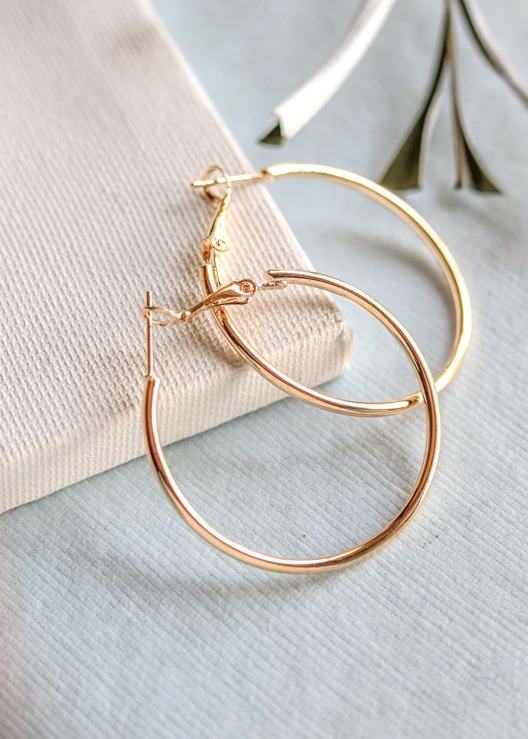 Gold Round Circle Hoop Earrings
