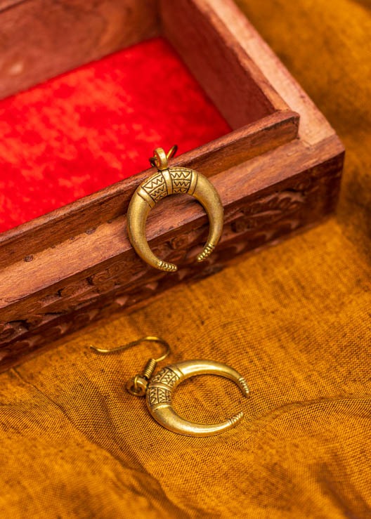 Gold Half Moon Dangler Earrings