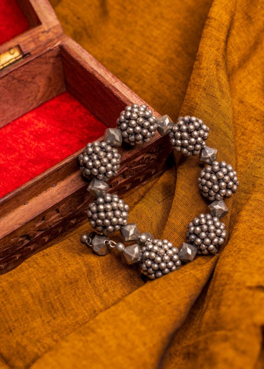Silver Brass Ghungaru Bracelet/Kada