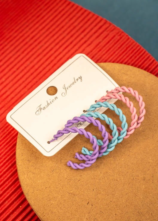 Color Pop Twisted Hoop Earrings Set